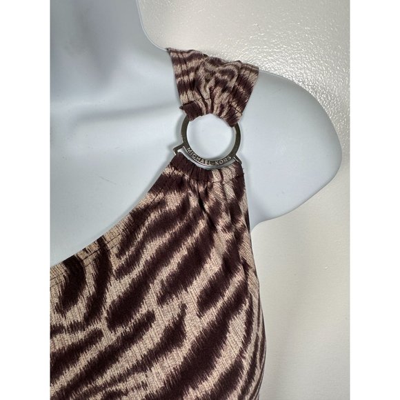 Michael Kors Size 8 Swimsuit Womens One Piece Animal Print One Shoulder Brown - Picture 5 of 14